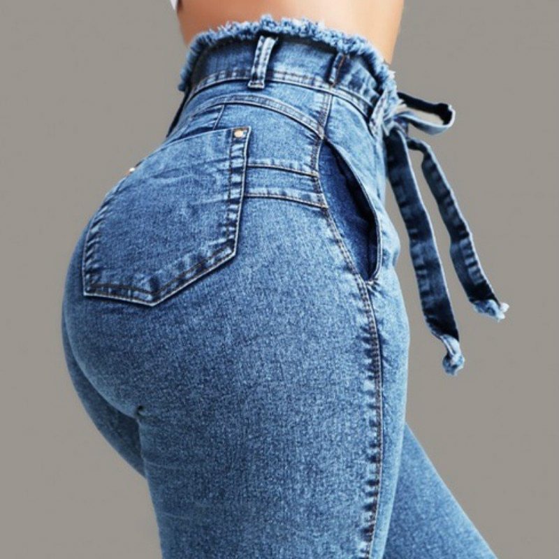 Jeans med knytskärp för kvinnor – trendiga & bekväma