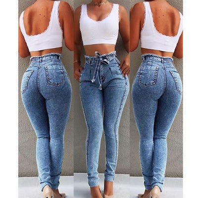 Jeans med knytskärp för kvinnor – trendiga & bekväma