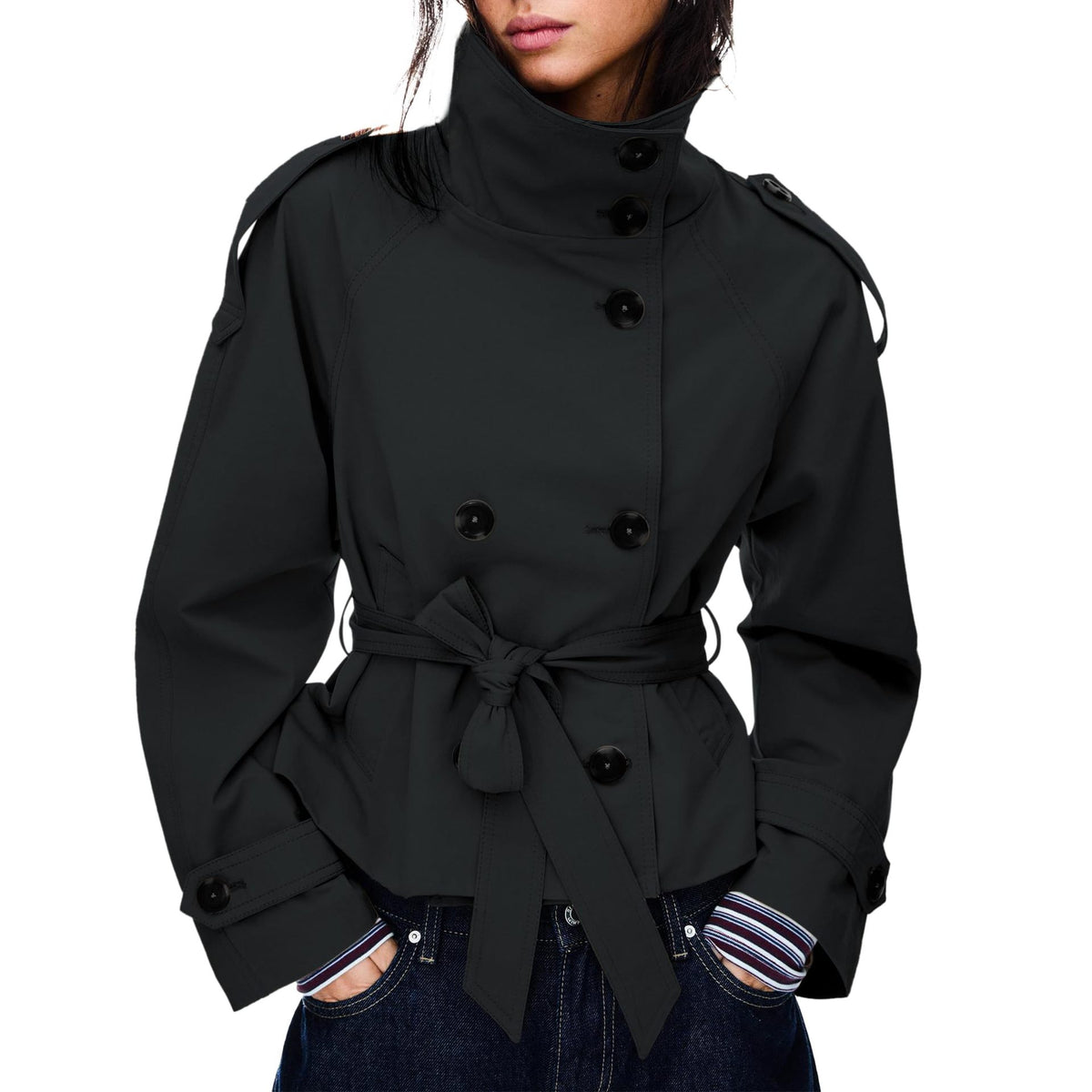 Trenchcoat för Dam med Knappar och Midjeband – Elegant & Figurformande