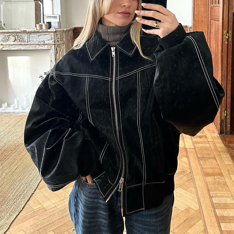 Damjacka med dragkedja – oversized jacka i trendig design