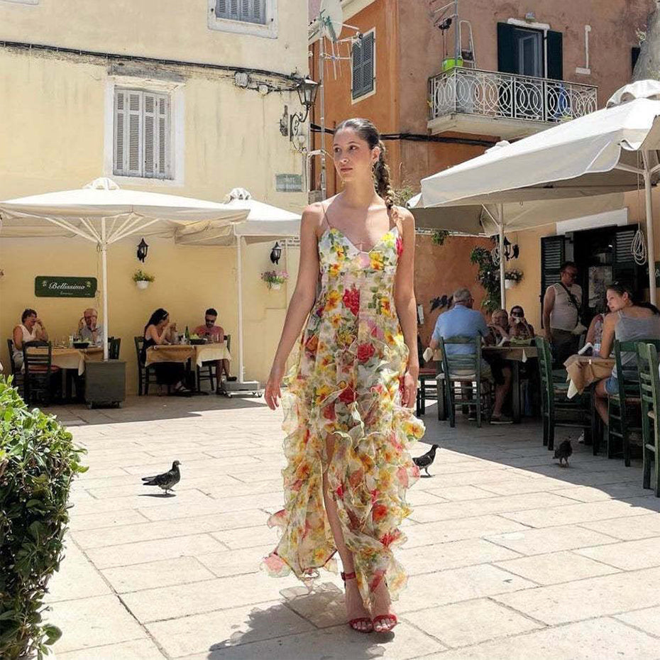 Blommig Sommarklänning Dam – Lång Elegant Maxiklänning (Dew Fairy)