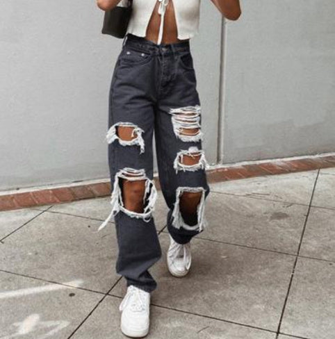 Retro Jeans Dam – Hög Midja, Vida Ben & Trendig High-Street Stil