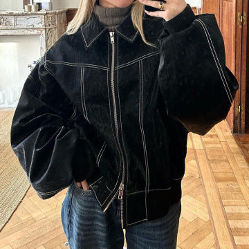 Damjacka med dragkedja – oversized jacka i trendig design