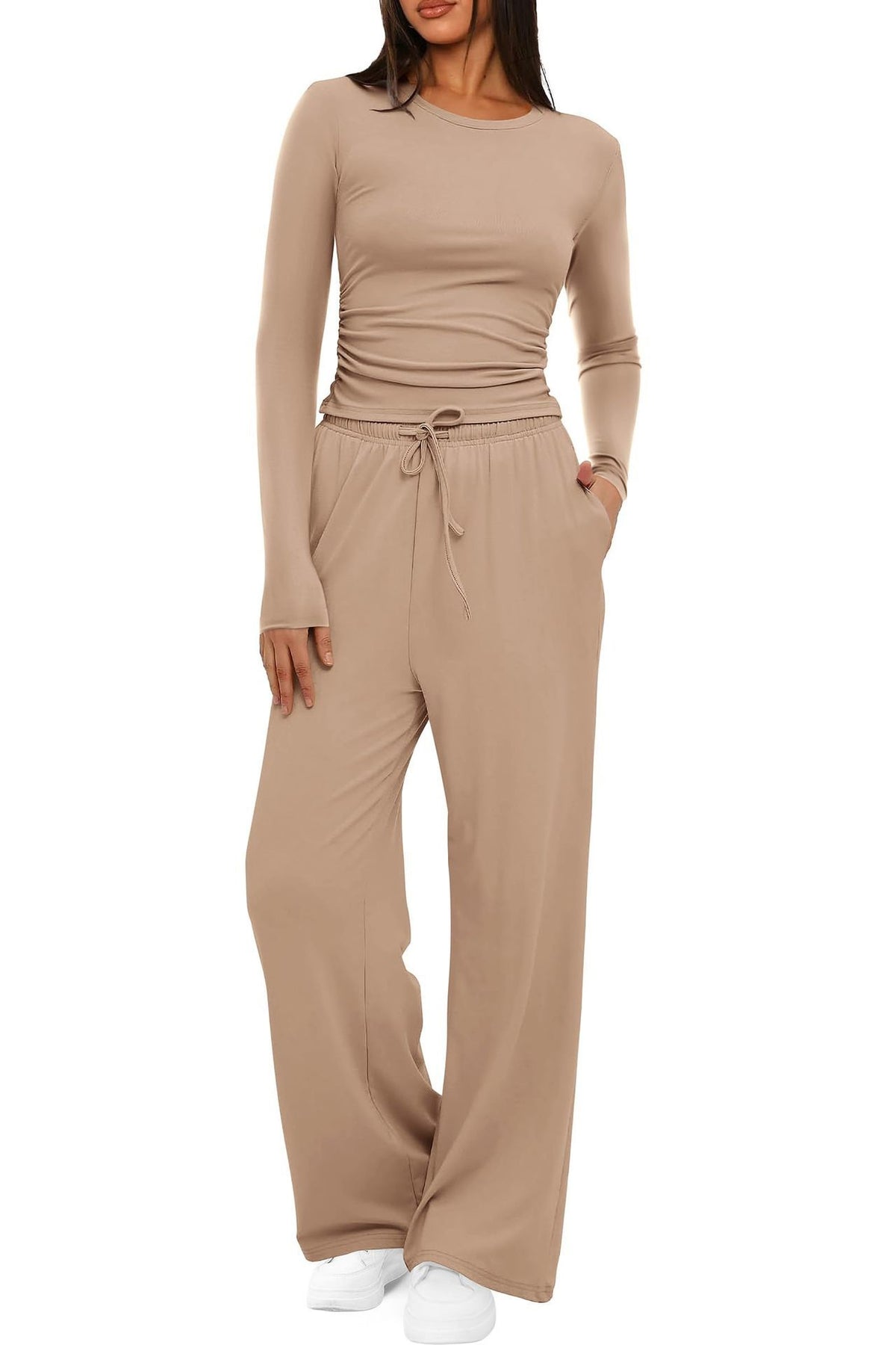 2-delad mysdress med långärmad topp & vida byxor – perfekt för höst och vinter