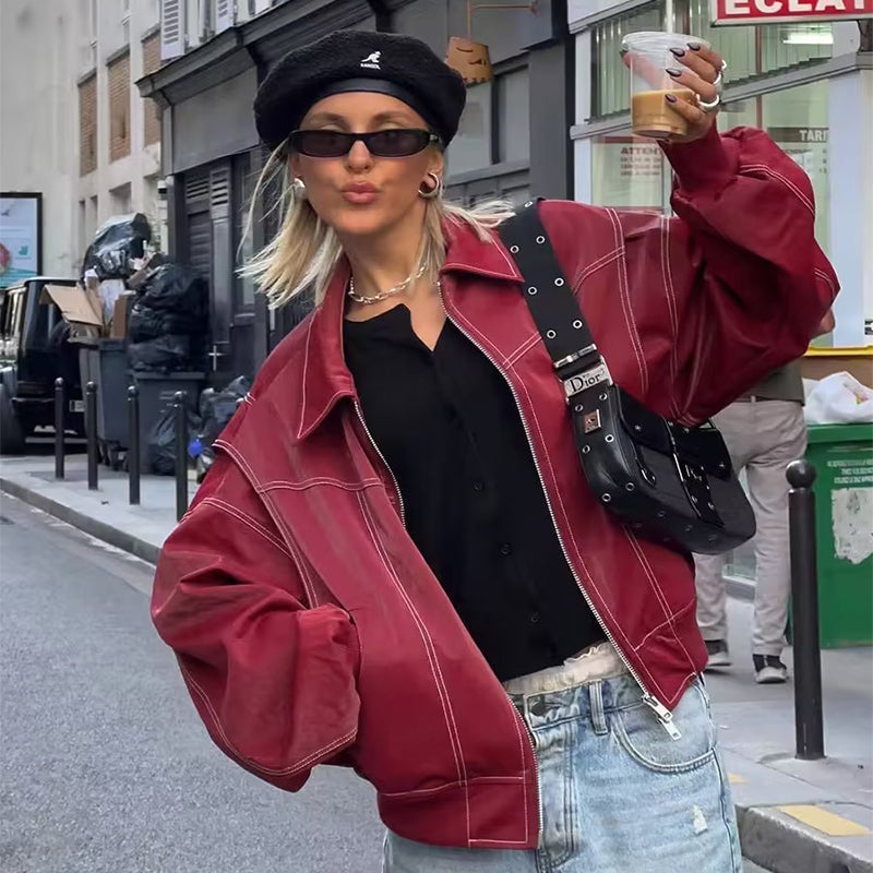 Damjacka med dragkedja – oversized jacka i trendig design