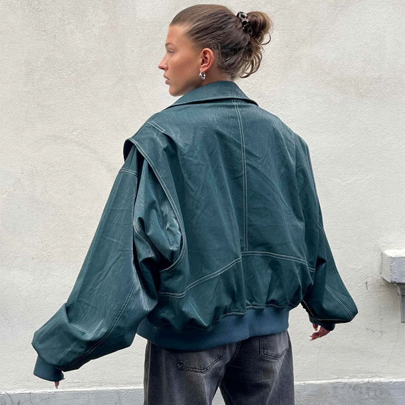 Damjacka med dragkedja – oversized jacka i trendig design