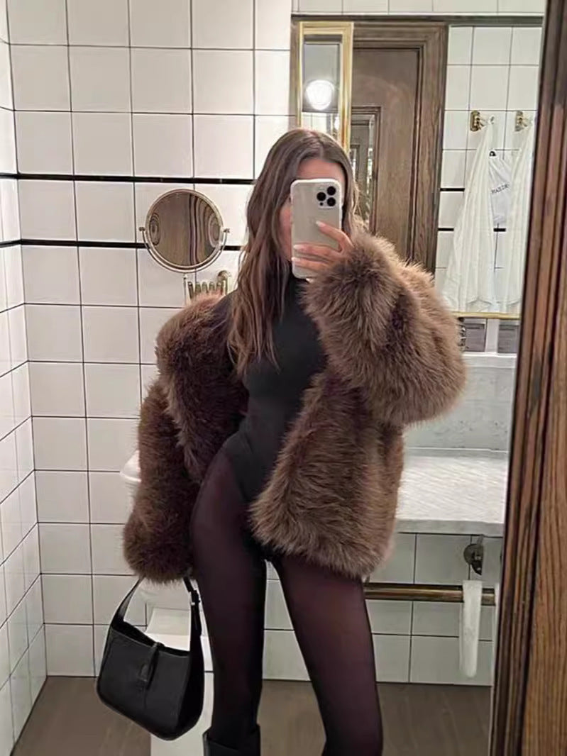 Fuskpälsjacka för dam – Elegant stil i mjuk konstgjord päls