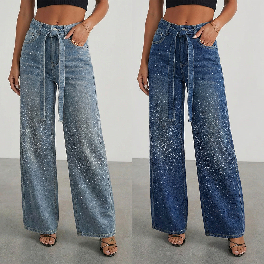 Vida Jeans med strass och Hög Midja för Dam – Trendiga & Bekväma