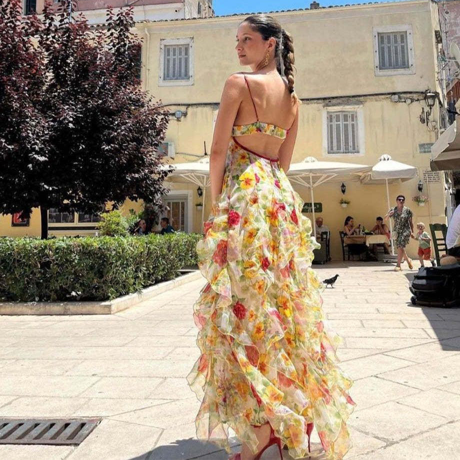 Blommig Sommarklänning Dam – Lång Elegant Maxiklänning (Dew Fairy)