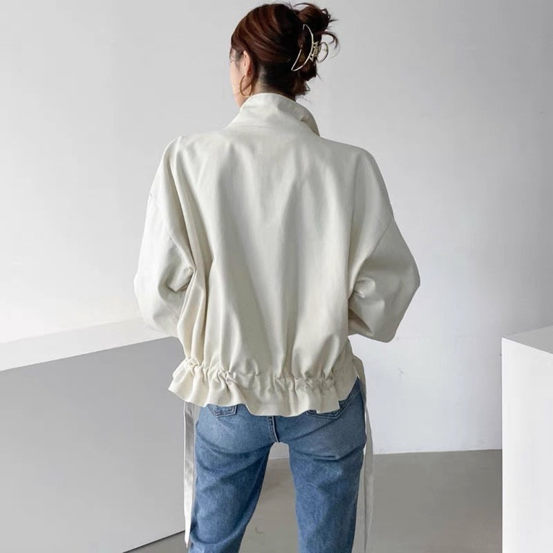 Långärmad Vindjacka – Lös Kort Kappa i Modern Casual Stil