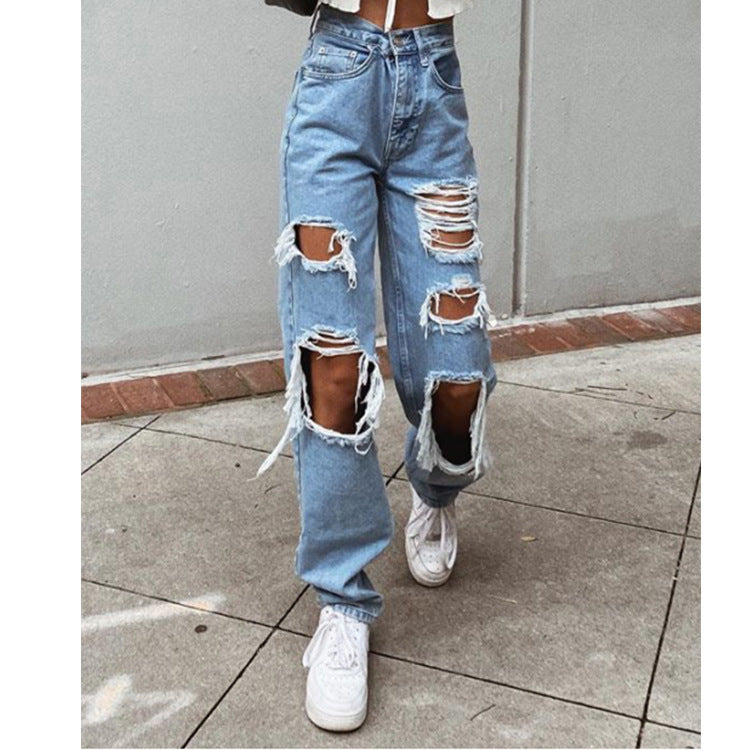 Retro Jeans Dam – Hög Midja, Vida Ben & Trendig High-Street Stil