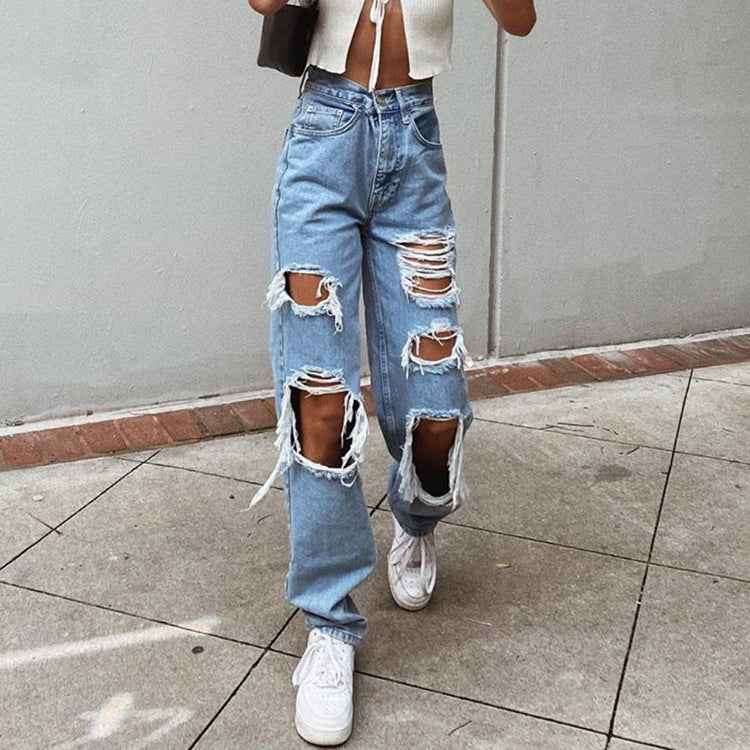 Retro Jeans Dam – Hög Midja, Vida Ben & Trendig High-Street Stil
