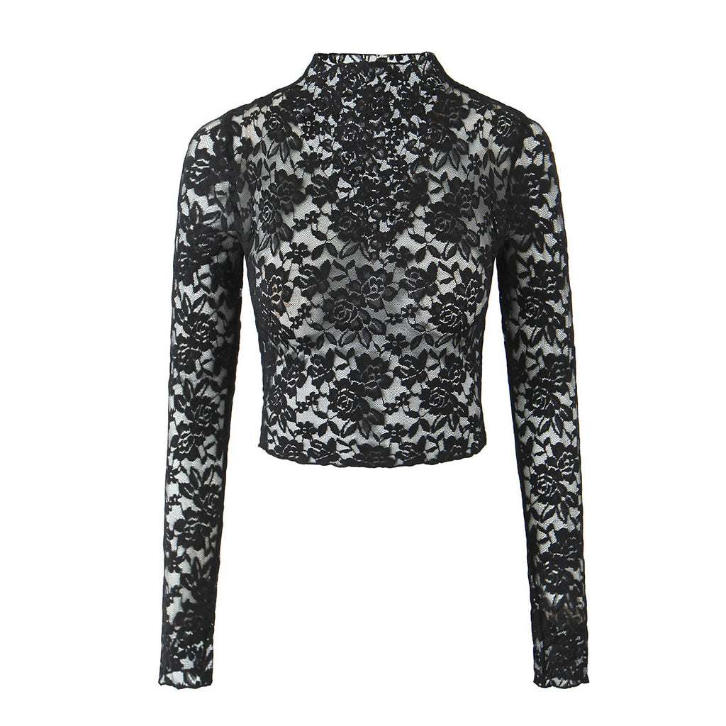 Vit spets-croptop med lång ärm – Elegant & feminin för fest och vardag
