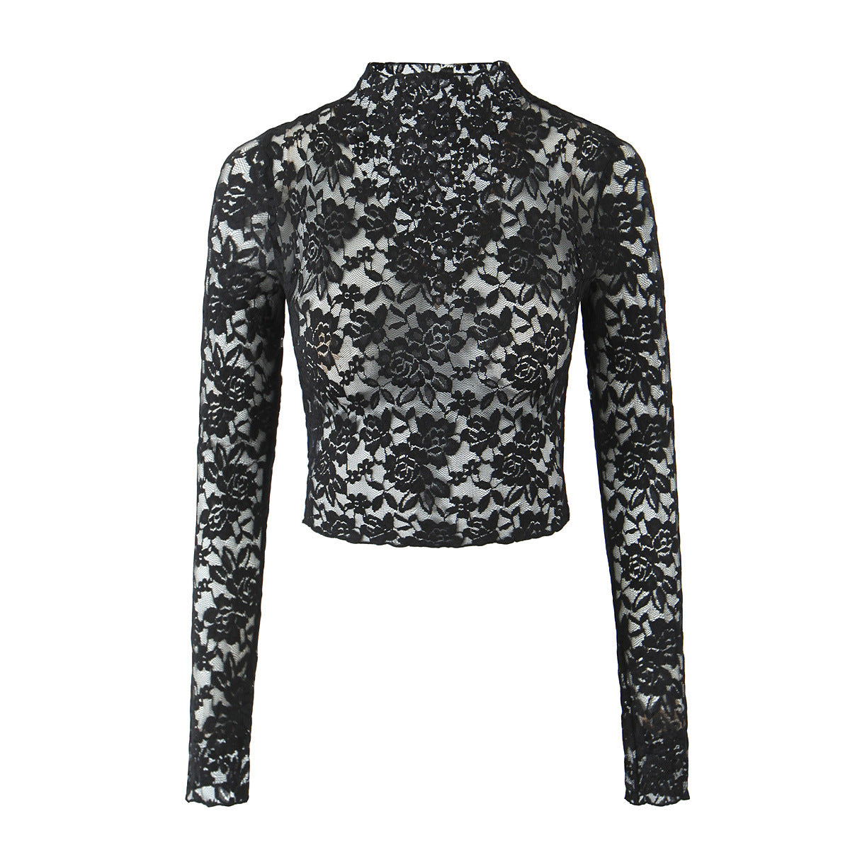 Vit spets-croptop med lång ärm – Elegant & feminin för fest och vardag