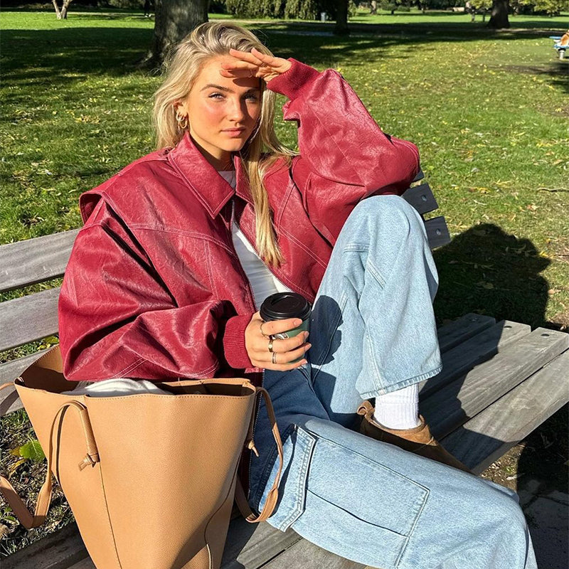 Damjacka med dragkedja – oversized jacka i trendig design