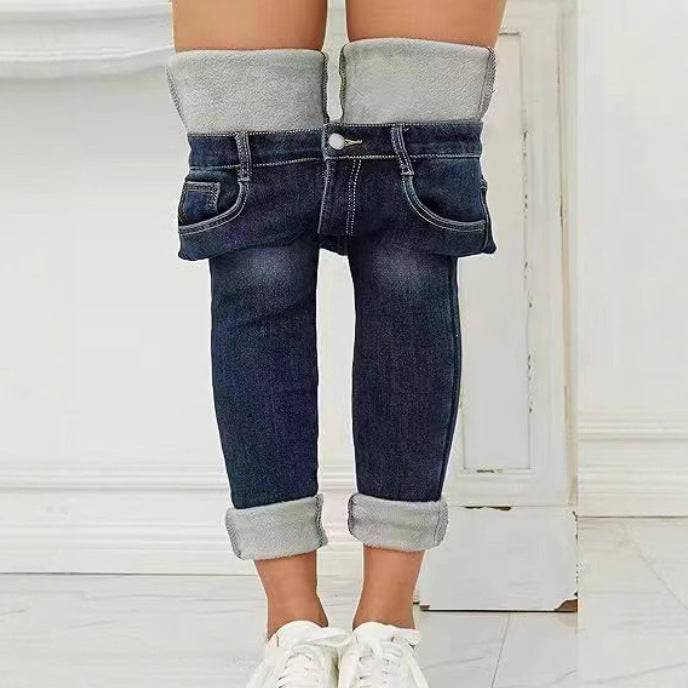 Fleecefodrade smala jeans – värme och stil i ett
